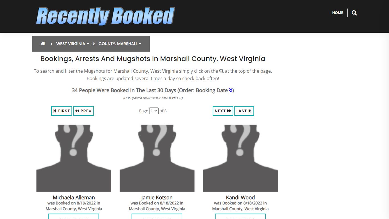 Bookings, Arrests and Mugshots in Marshall County, West Virginia